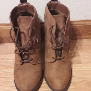 Call It Soring Lace Up Cognac Booties